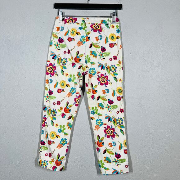 Vintage Floral Print Guess Ankle Jeans Crop Zip Fly - M - Picture 3 of 4